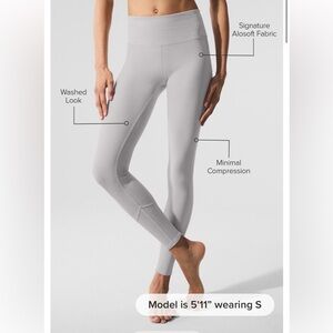 Alo Yoga Wash Alosoft High-waist Lounge Leggings - Grey sky wash size Large